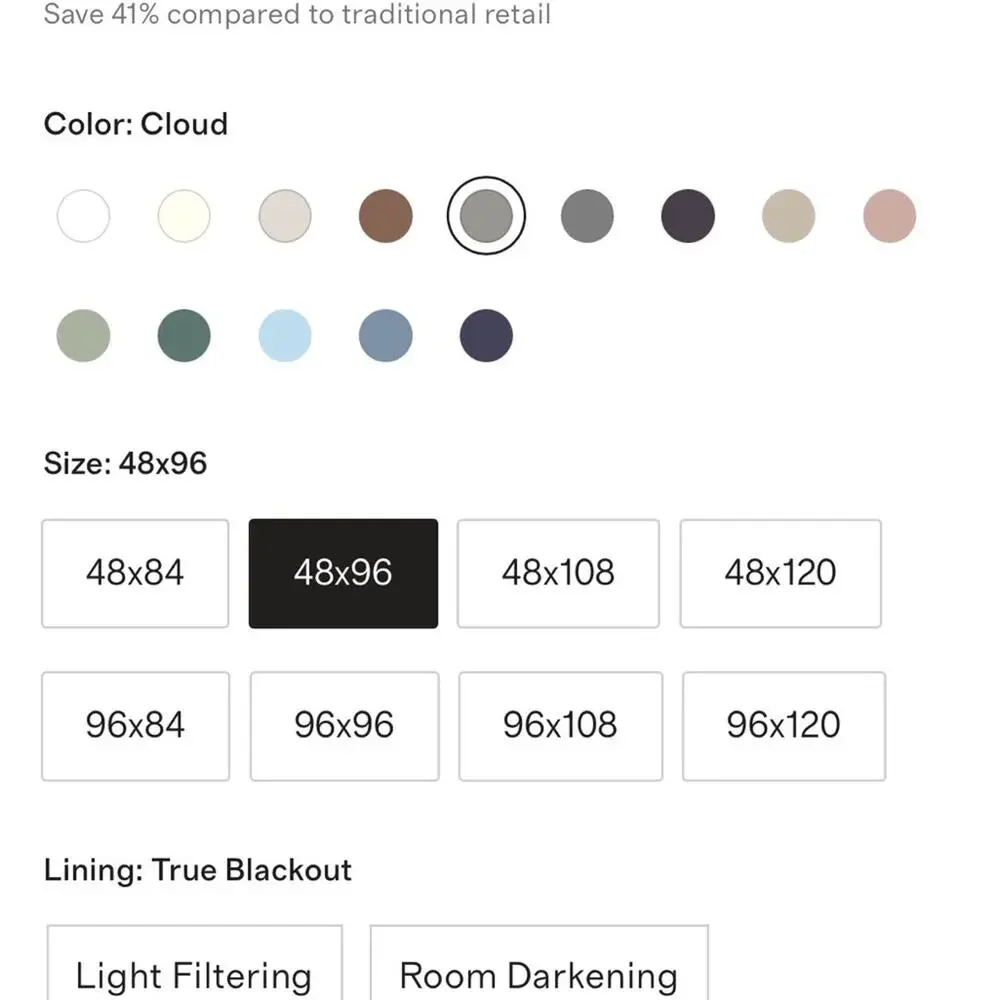 European Linen True Blackout Curtain Panel Cloud Gray 48x96